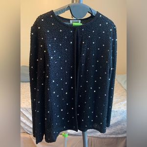 Mark & John by Gopal Sequins Beaded Silk Jacket Cardigan Small. Black. Women.